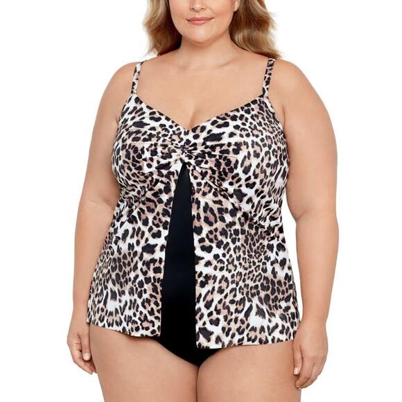 Swim Solutions Women's Plus Size Knotted Flyaway top Swimsuit 12821 - Picture 1 of 3